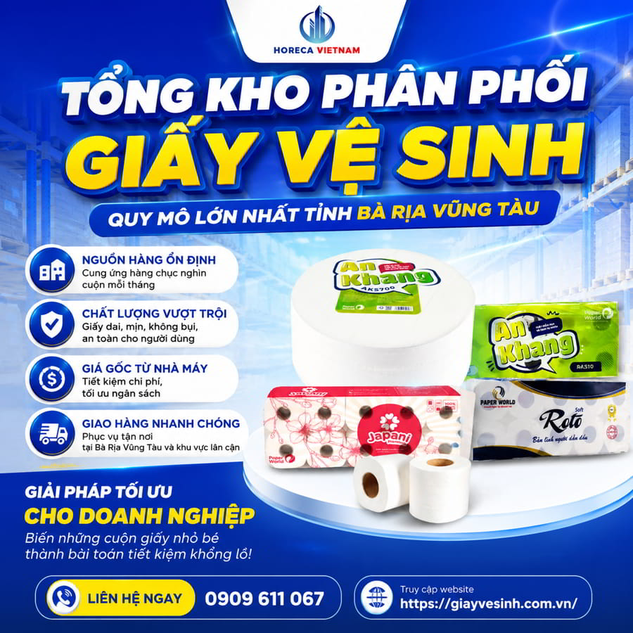 Horeca Việt Nam tổng kho giấy vệ sinh Bà Rịa Vũng Tàu uy tín giá tốt nhất
