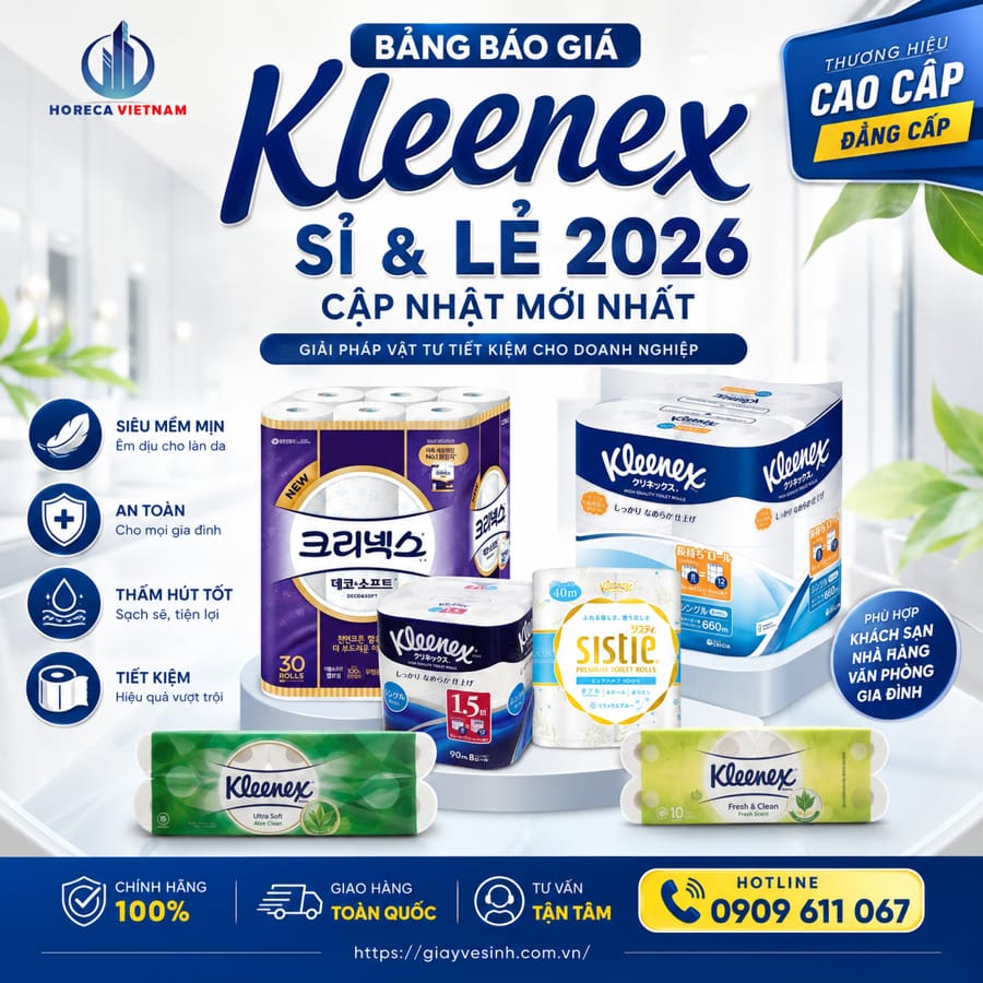 Báo giá giá giấy vệ sinh kleenex sỉ và lẻ cập nhật mới nhất tại Horeca Việt Nam
