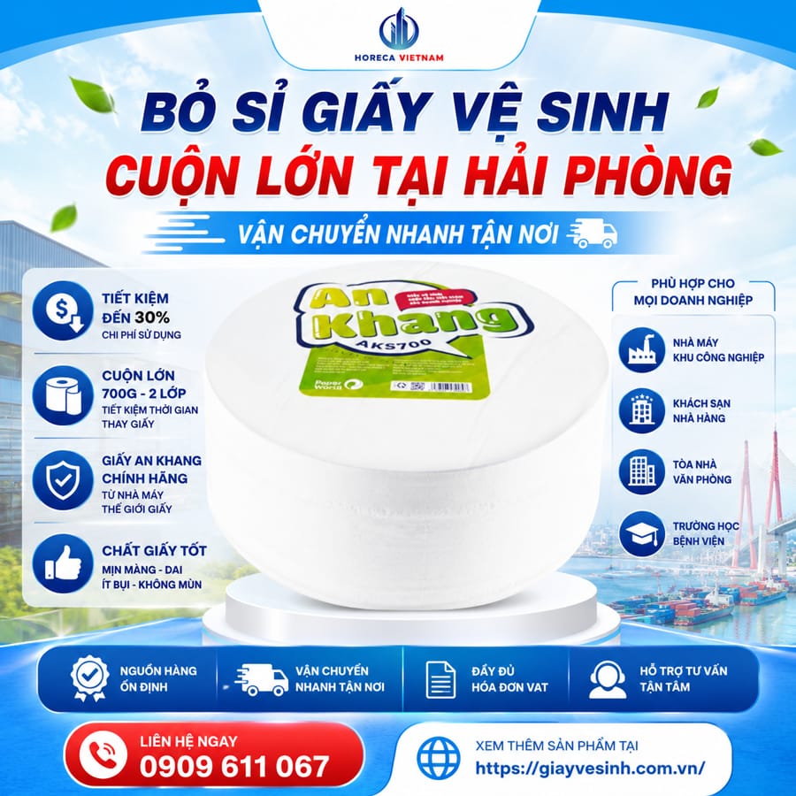Bỏ sỉ giấy vệ sinh cuộn lớn tại Hải Phòng vận chuyển tận nơi tại Horeca Việt Nam