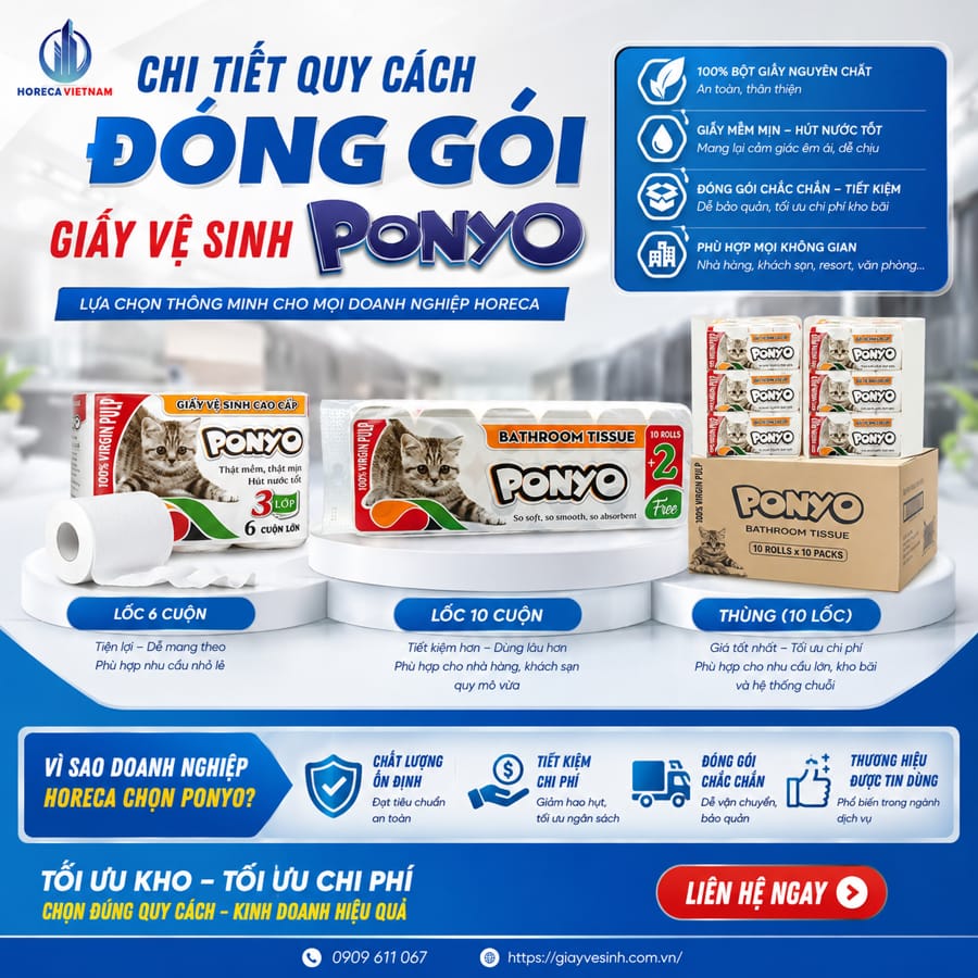 Chi tiết về quy cách đóng gói giấy vệ sinh Ponyo – dòng sản phẩm đang làm mưa làm gió trên thị trường.