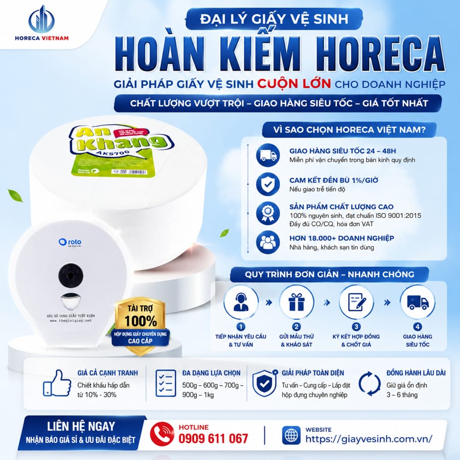 Đại lý giấy vệ sinh Hoàn Kiếm uy tín giao hàng hỏa tốc giá tốt nhất tại Horeca Việt Nam