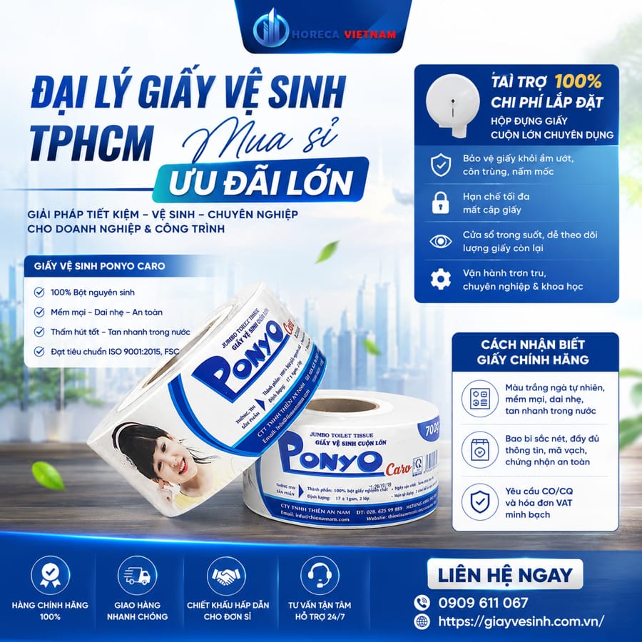 Đại lý giấy vệ sinh ponyo TPHCM mua sỉ ưu đãi lớn tại Horeca Việt Nam