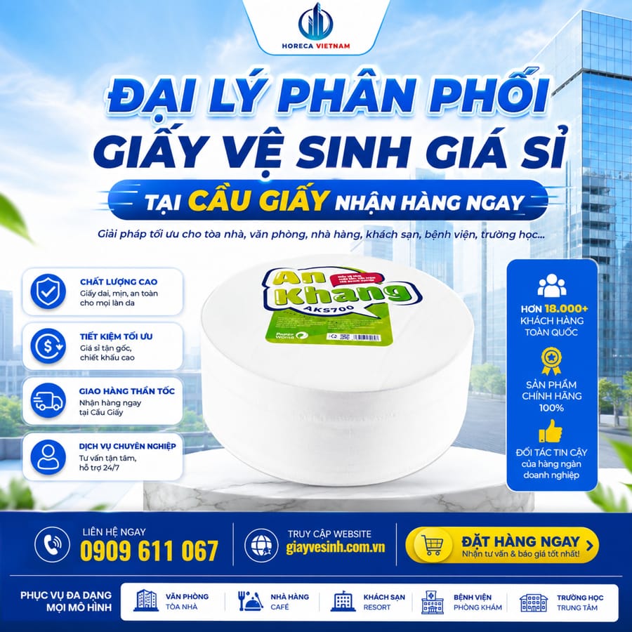 Đại lý giấy vệ sinh Cầu Giấy uy tín, giao hàng thần tốc với giá sỉ tận gốc tại Horeca Việt Nam