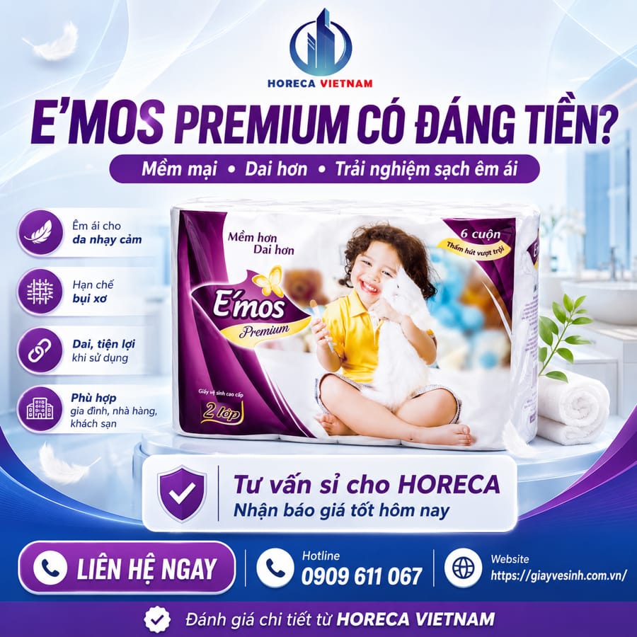 Cung cấp giấy vệ sinh e'mos premium uy tín giá tốt nhất tại Horeca Việt Nam