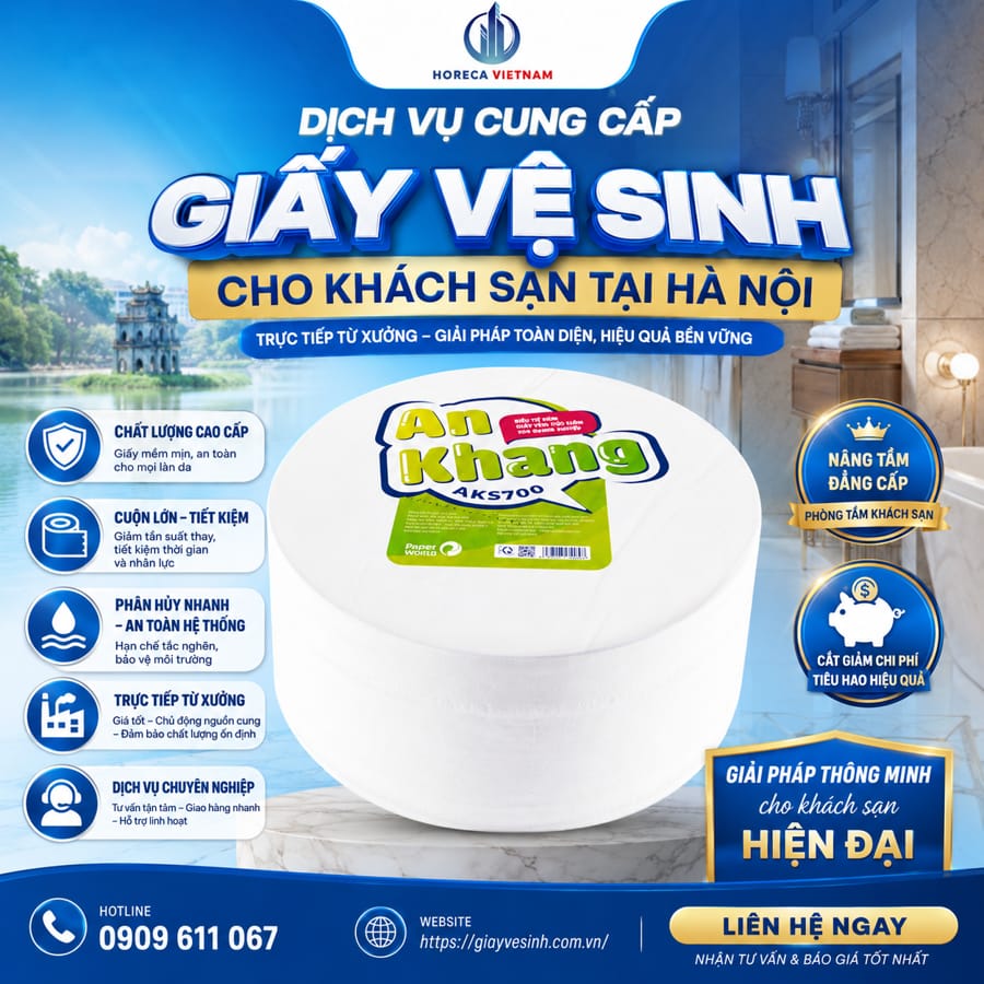 Dịch vụ ung cấp giấy vệ sinh cho khách sạn tại Hà Nội uy tín, trực tiếp từ xưởng tại Horeca Việt Nam