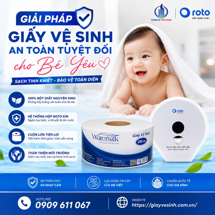 Giải pháp giấy vệ sinh watersilk cho trẻ sơ sinh uy tín tốt nhất tại Horeca Việt Nam