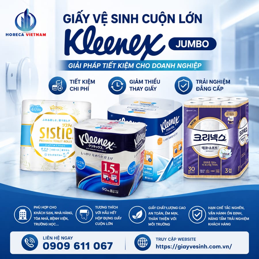 Cung cấp giấy vệ sinh cuộn lớn kleenex uy tín giá sỉ tốt nhất tại Horeca Việt Nam