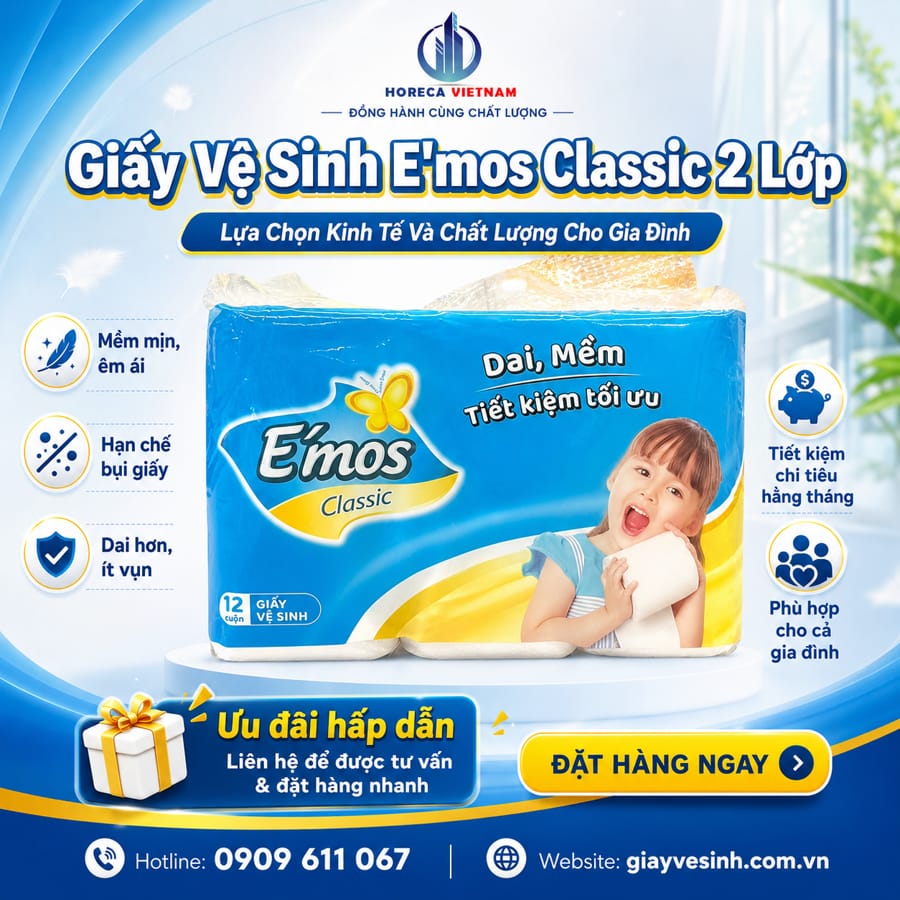 Cung cấp giấy vệ sinh e'mos classic uy tín giá tốt nhất tại Horeca Việt Nam