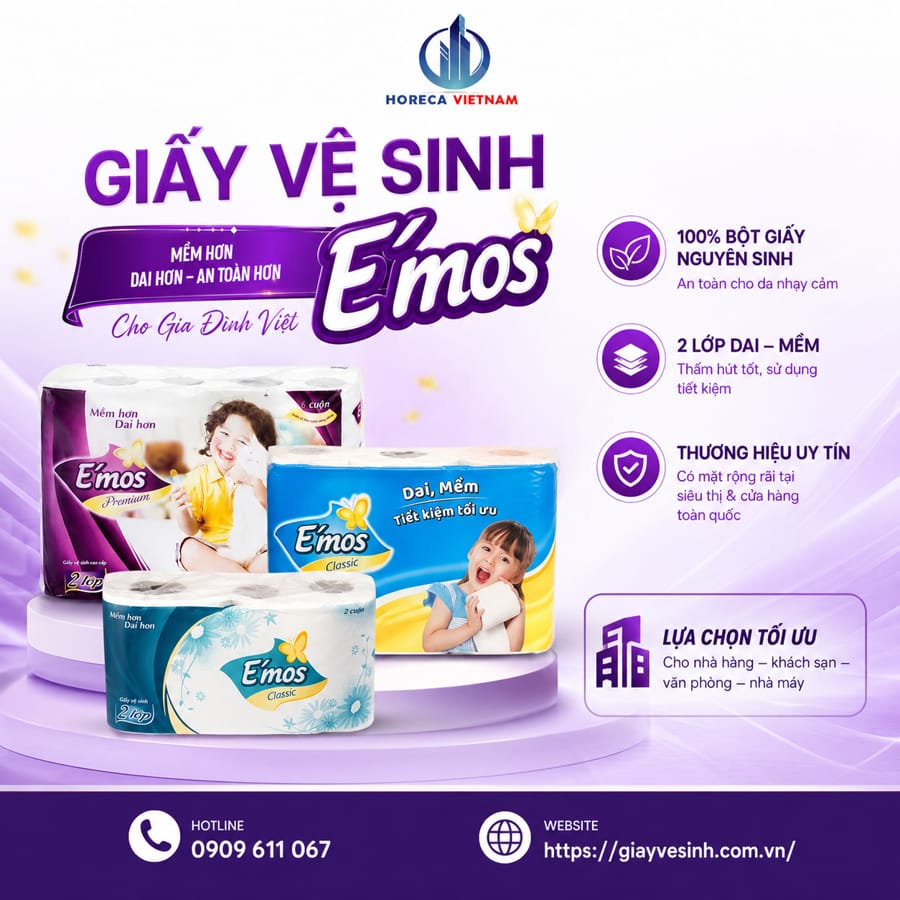 Tìm hiểu nguồn gốc giấy vệ sinh e'mos tại Horeca Việt Nam