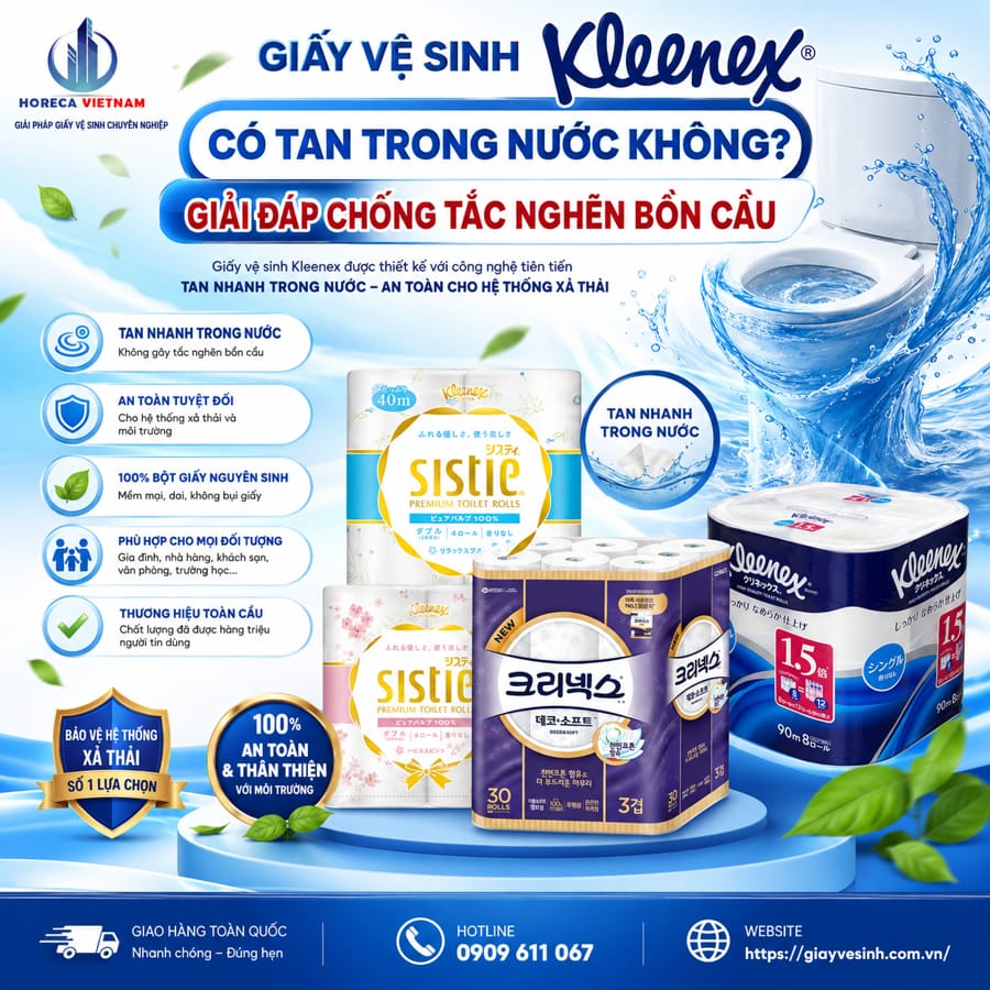 Cung cấp giấy vệ sinh kleenex có tan trong nước uy tín tại Horeca Việt Nam