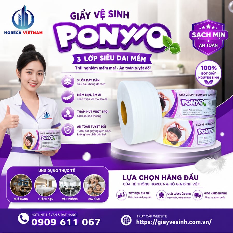Đặc điểm và ứng dụng thực tế giấy vệ sinh ponyo 3 lớp siêu dai mềm