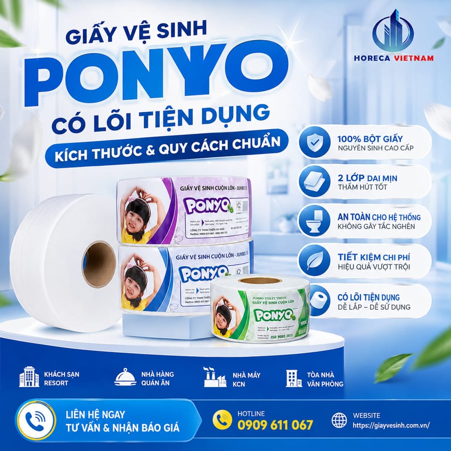 Mua giấy vệ sinh ponyo có lõi uy tín giá tốt nhất tại Horeca Việt Nam