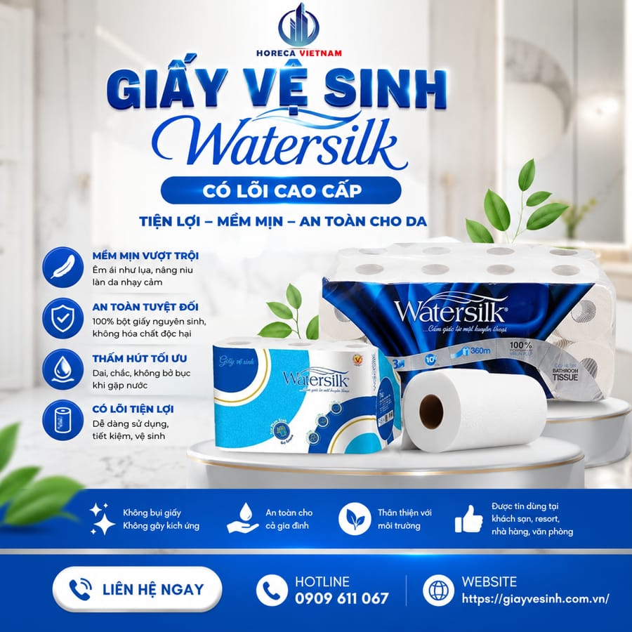Cung cấp giấy vệ sinh watersilk có lõi cao cấp tiện lợi mềm mịn an toàn cho da tại Horeca Việt Nam