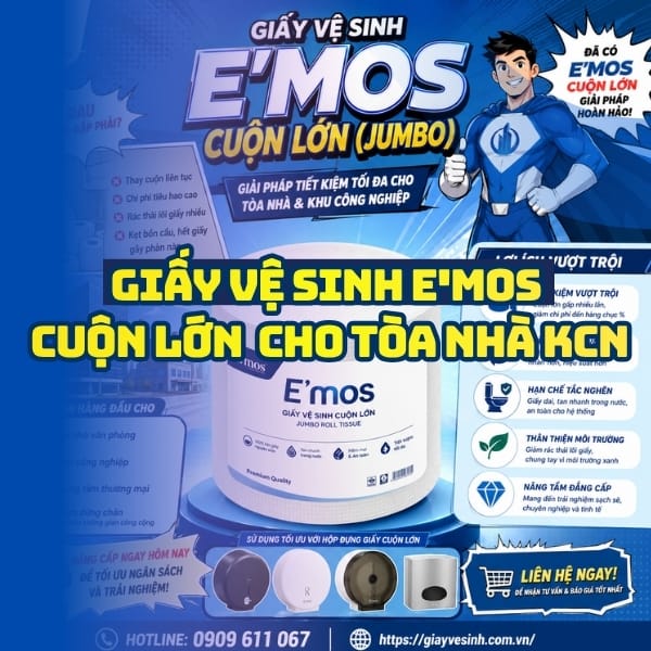 Horeca Việt Nam cung cấp giấy vệ sinh e'mos cuộn lớn giá sỉ tận xưởng giao nhanh