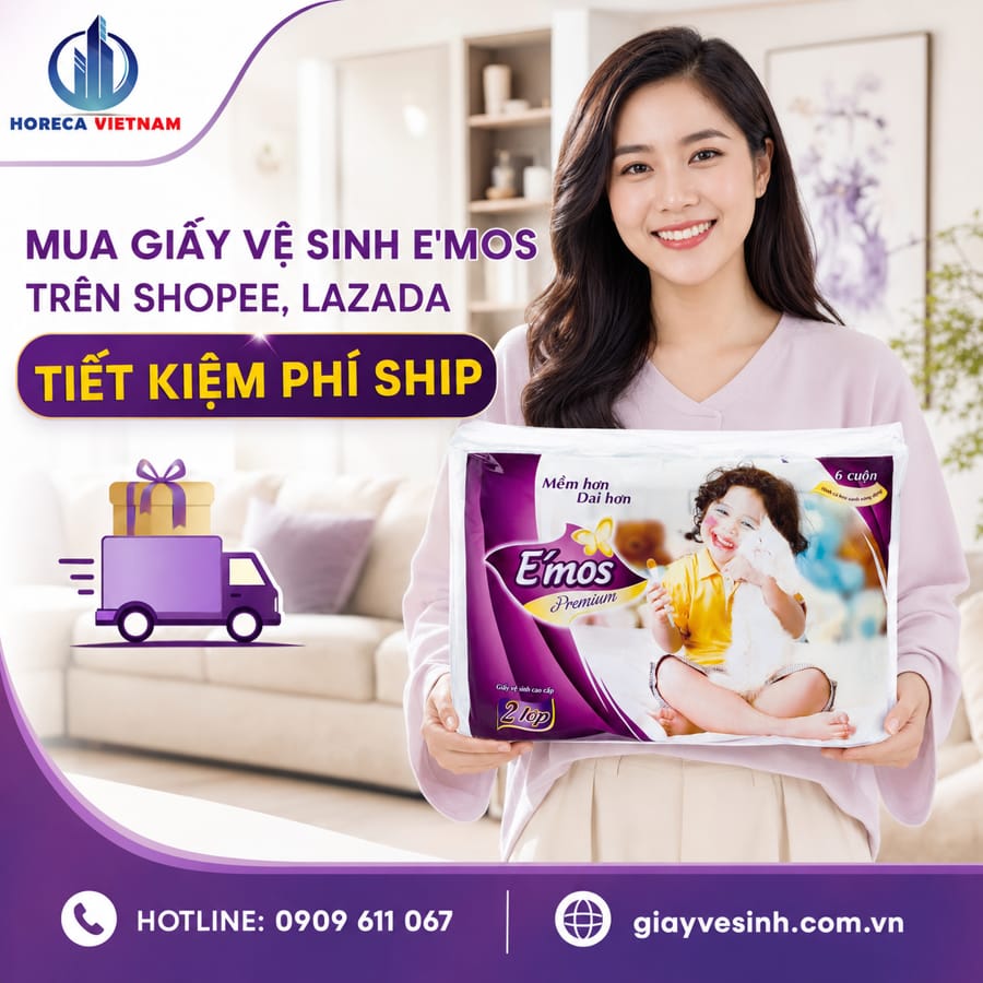 Mua giấy e'mos shopee lazada uy tín tiết kiệm chi phí tốt nhất tại Horeca Việt Nam