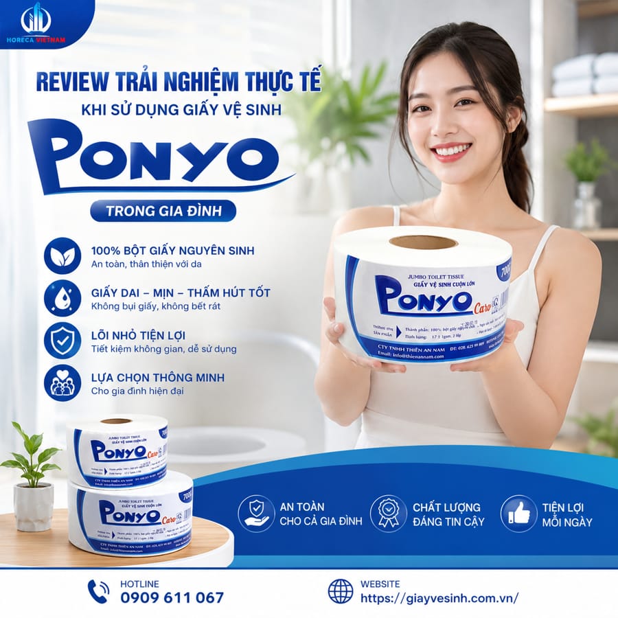 Mua giấy vệ sinh ponyo chính hãng giá sỉ tốt nhất an toàn cho gia đình tại Horeca Việt Nam