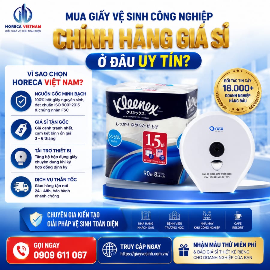 Mua giấy vệ sinh công nghiệp kleenex chính hãng giá sỉ tốt nhất tại Horeca Việt Nam
