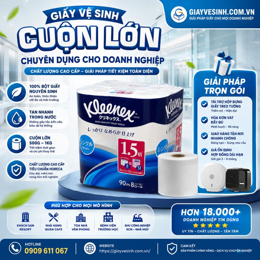 Mua giấy vệ sinh cuộn lớn kleenex chuyên dụng cho doanh nghiệp tốt nhất tại Horeca Việt Nam