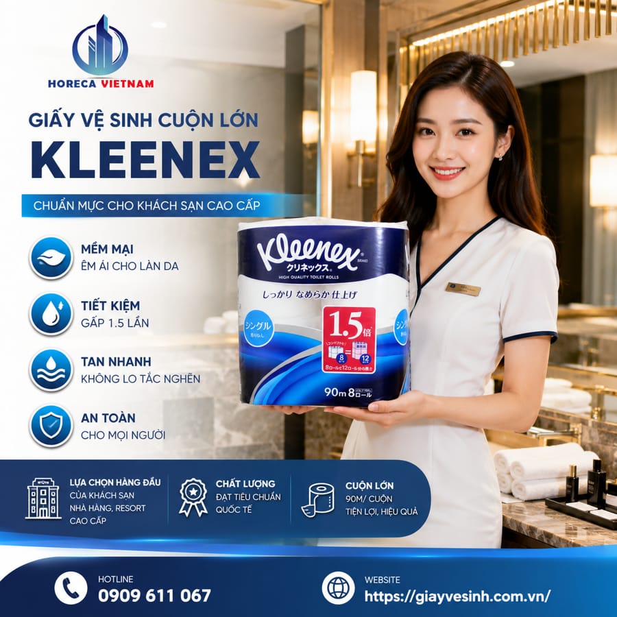 Mua giấy vệ sinh kleenex cho khách sạn uy tín giá tốt nhất tại Horeca Việt Nam