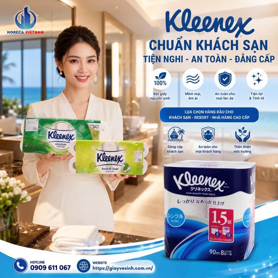 Mua giấy vệ sinh kleenex chuẩn khách sạn an toàn đẳng cấp tại Horeca Việt Nam