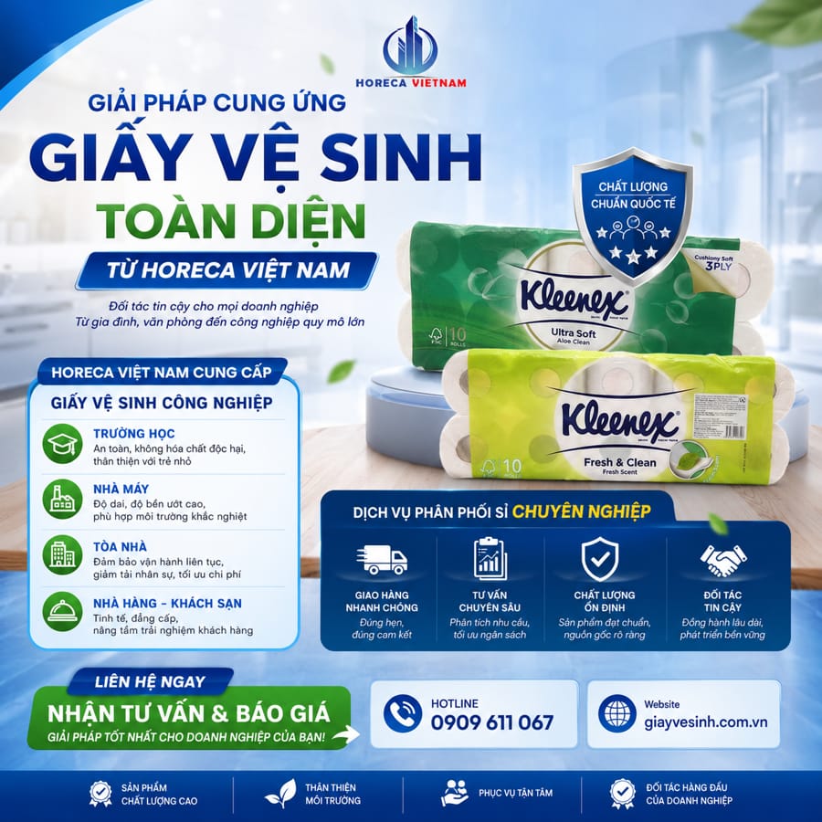 Mua giấy vệ sinh kleenex cuộn nhỏ toàn diện từ Horeca Việt Nam