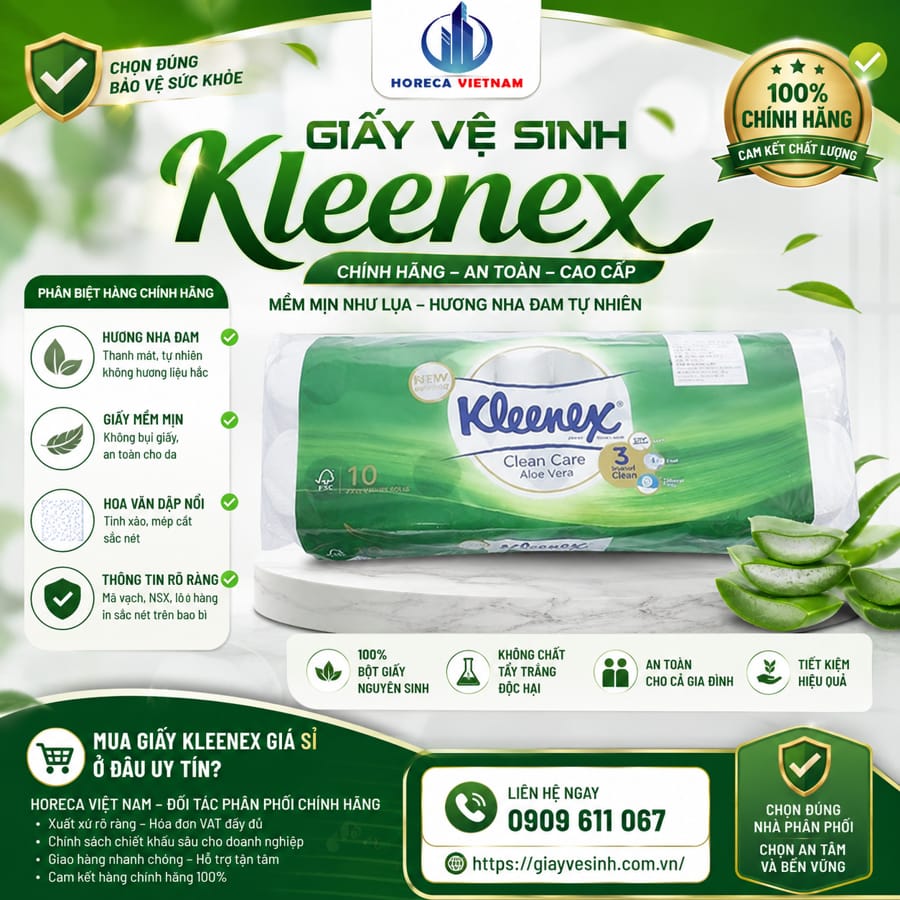Mua giấy vệ sinh kleenex hương nha đam chính hãng an toàn cao cấp tại Horeca Việt Nam