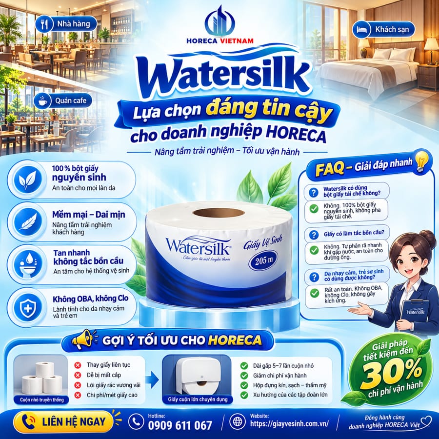 Mua giấy vệ sinh watersilk lụa chọn đáng tin cậy cho doanh nghiệp tại Horeca Việt Nam