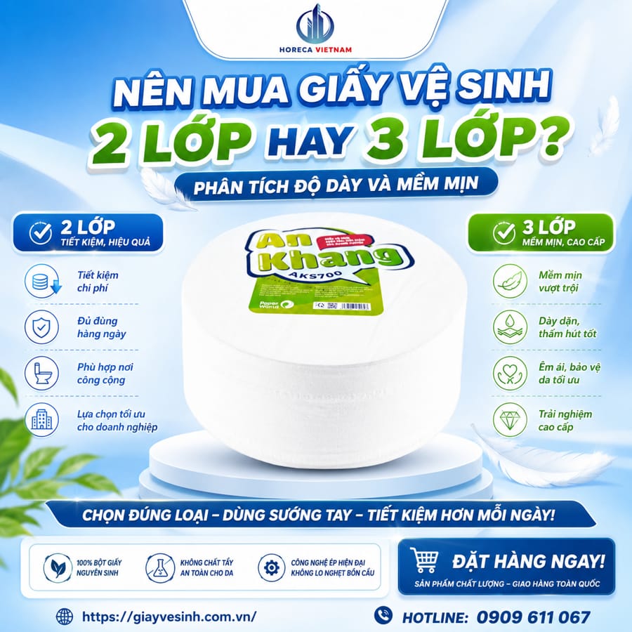 Mua giấy vệ sinh 2 lớp hay 3 lớp tốt hơn giá sỉ tốt nhất tại Horeca Việt Nam