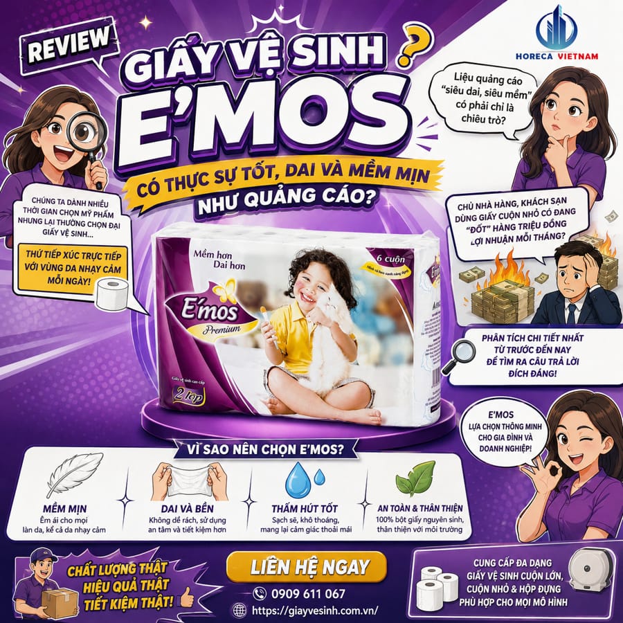 Review giấy vệ sinh e'mos tốt nhất tại Horeca Việt Nam