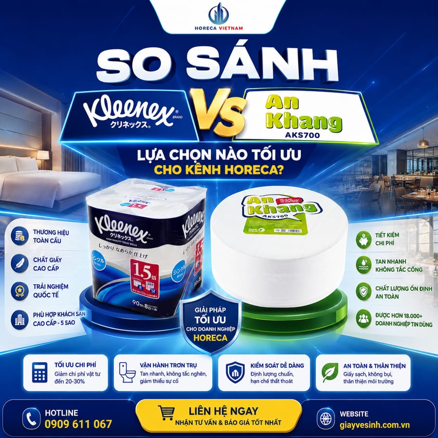 So sánh giấy vệ sinh kleenex và an khang tại Horeca Việt Nam