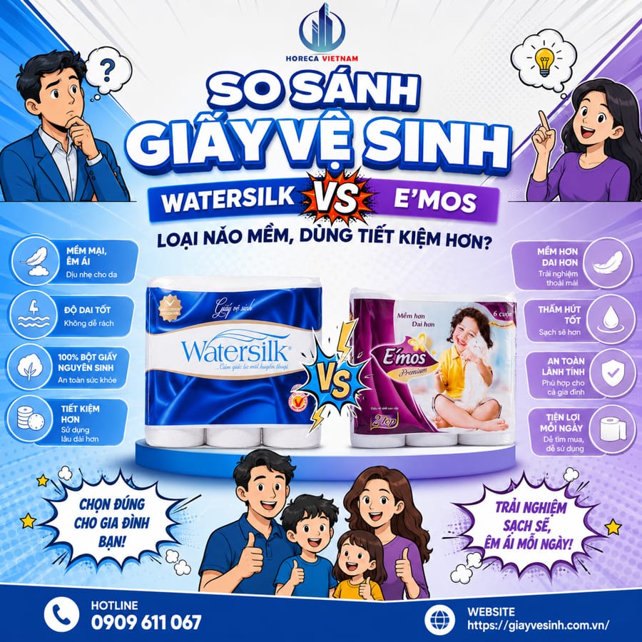 So sánh giấy vệ sinh watersilk và e'mos dùng tiết kiệm hơn?