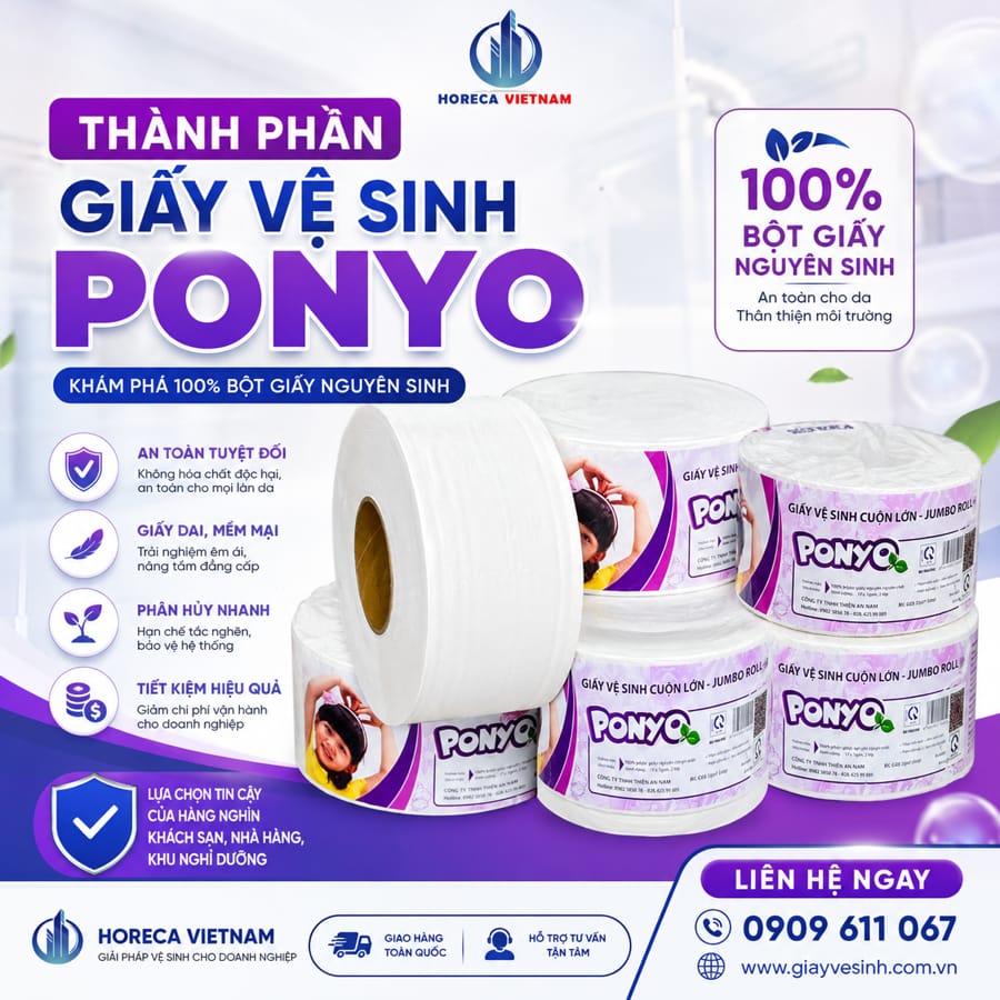 Khám phá thành phần giấy vệ sinh ponyo 100% bột giấy nguyên sinh