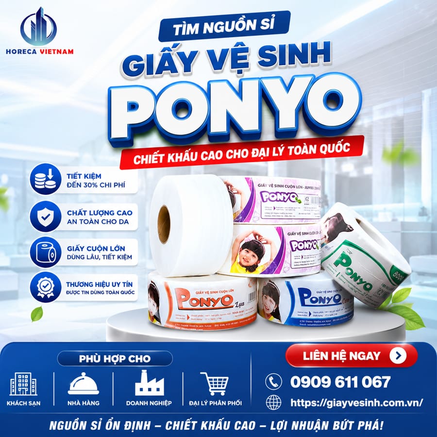 Nguồn sỉ giấy vệ sinh ponyo chiết khấu cao cho đại lý toàn quốc tại Horeca Việt Nam