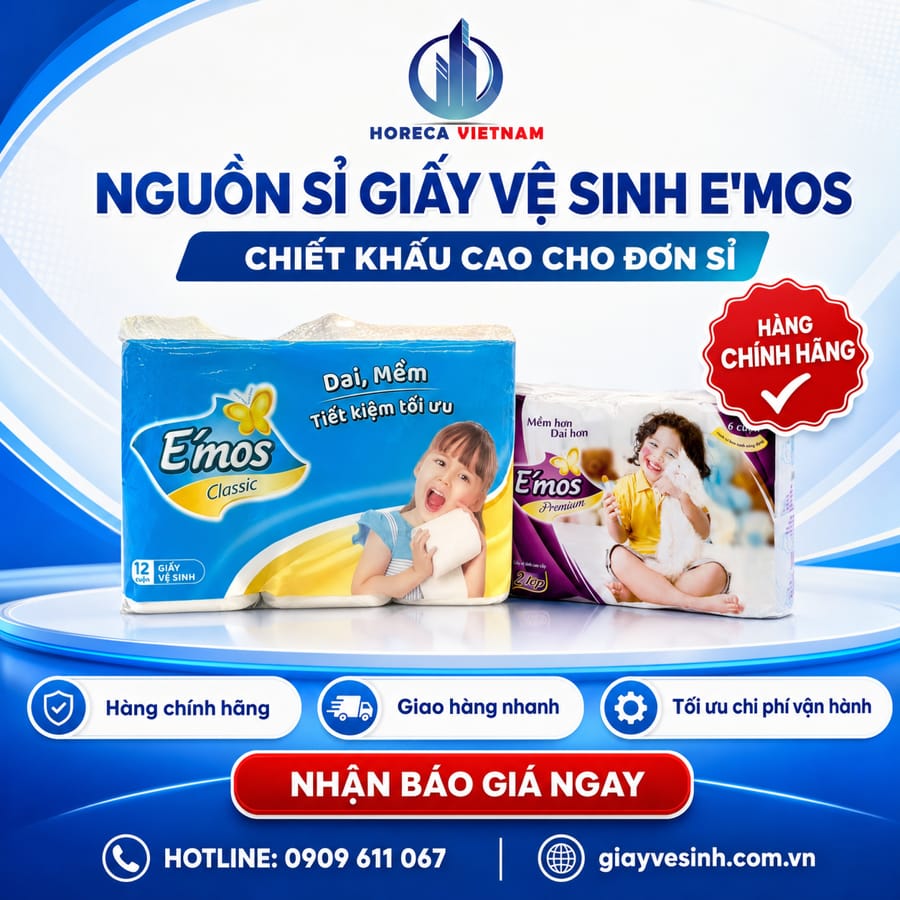 Đại lý giấy vệ sinh E'mos chính hãng với mức chiết khấu tốt nhất tại Horeca Việt Nam