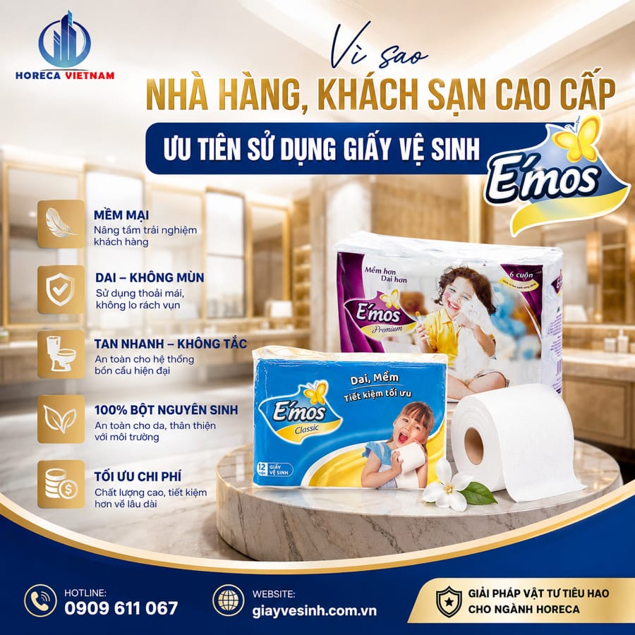 Cung cấp giấy vệ sinh e'mos cho nhà hàng uy tín giá tốt nhất tại Horeca Việt Nam