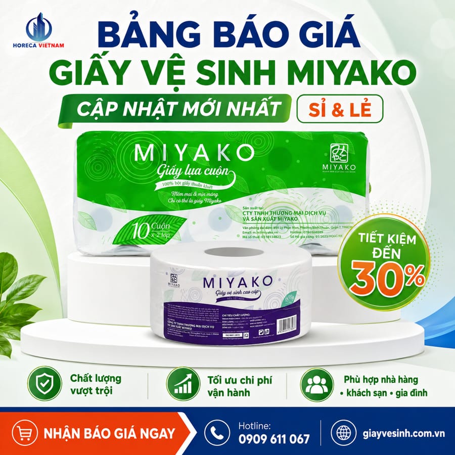 Báo giá giấy vệ sinh miyako cập nhật mới nhất dành cho khách hàng sỉ và lẻ