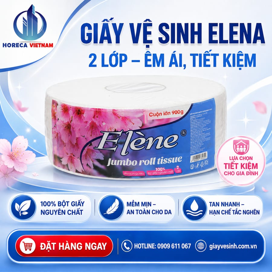Horeca Việt Nam cung cấp giấy vệ sinh elena 2 lớp tiết kiệm cho gia đình