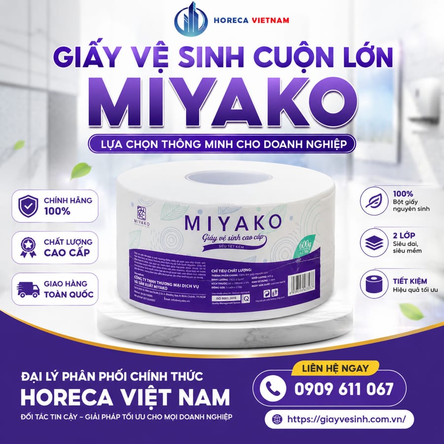 Cung cấp giấy vệ sinh cuộn lớn miyako lựa chọn thông minh cho doanh nghiệp