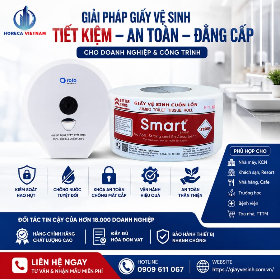 Giải pháp tiết kiệm giấy vệ sinh doanh nghiệp tốt nhất tại Horeca Việt Nam
