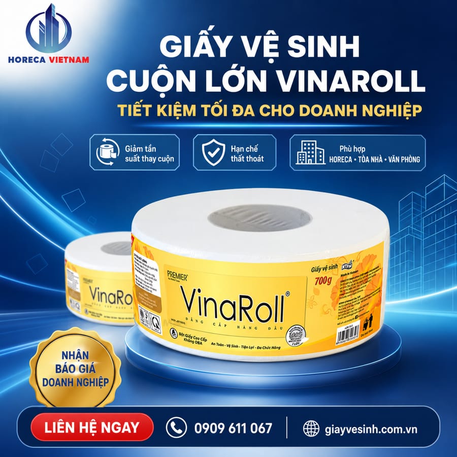 Cung cấp giấy vệ sinh cuộn lớn vinaroll uy tín giá sỉ tốt nhất tại Horeca Việt Nam
