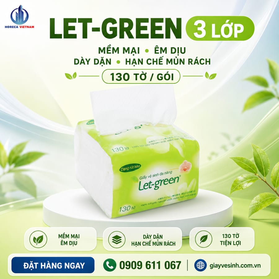 Đặc điểm giá bán và quy cách đóng gói giấy vệ sinh Let-green 3 lớp
