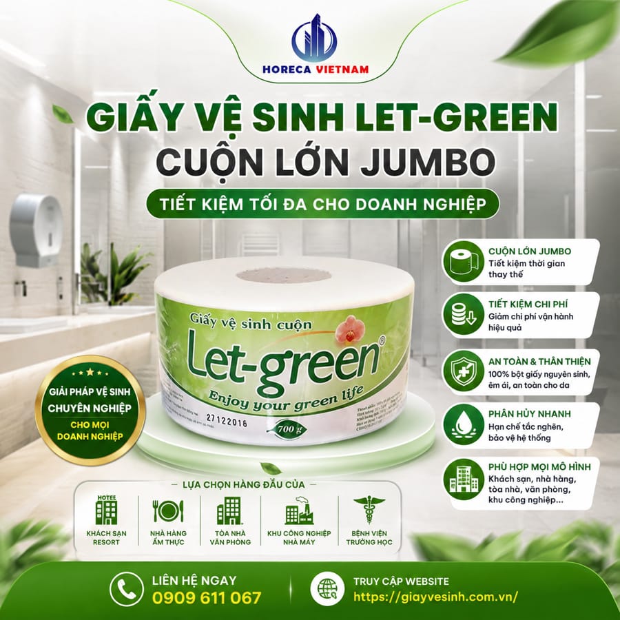 Cung cấp giấy vệ sinh Let-green cuộn lớn tiết kiệm cho doanh nghiệp