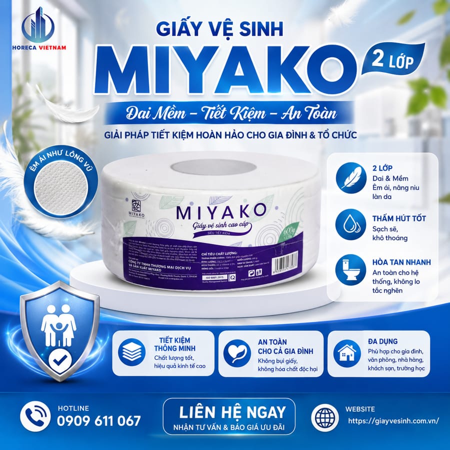 Giải pháp giấy vệ sinh miyako 2 lớp tiết kiệm hoàn hảo cho gia đình