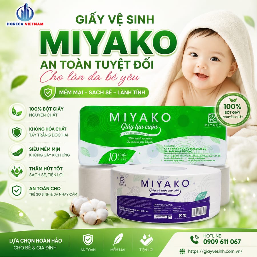 Cung cấp giấy vệ sinh miyako cho bé an toàn cho làn da nhạy cảm khi sử dụng