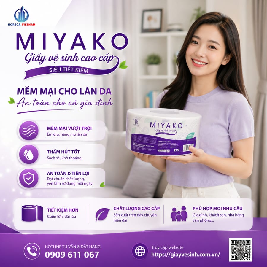 Horeca Việt Nam địa chỉ mua giấy vệ sinh miyako 2 lớp tốt nhất