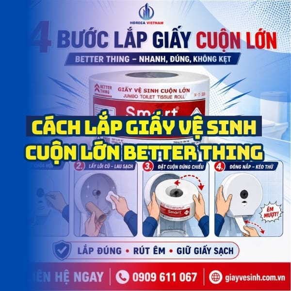 Hướng dẫn cách lắp giấy cuộn lớn better thing tốt nhất tại Horeca Việt Nam