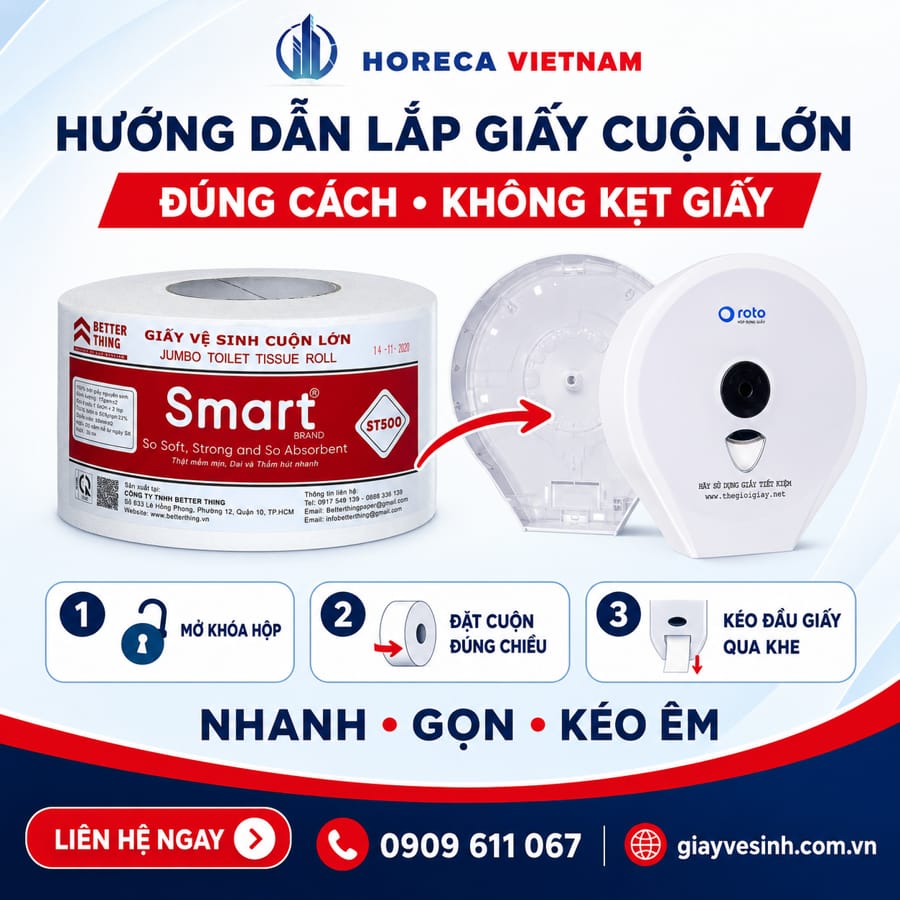 Hướng dẫn cách lắp giấy cuộn lớn better thing đơn giản đúng cách
