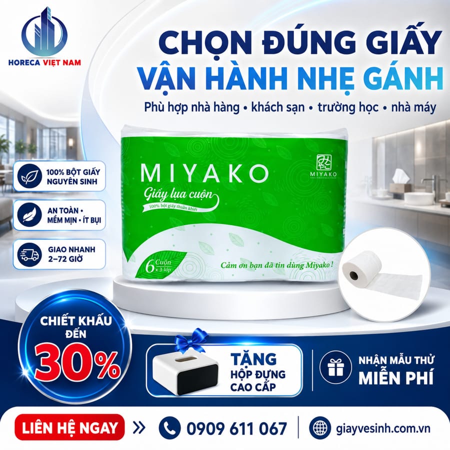 Mua giấy vệ sinh miyako 3 lớp uy tín giá sỉ tốt nhất cho doanh nghiệp tại Horeca Việt Nam