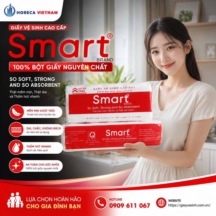 Mua giấy vệ sinh smart 3 lớp chính hãng uy tín tại Horeca Việt Nam