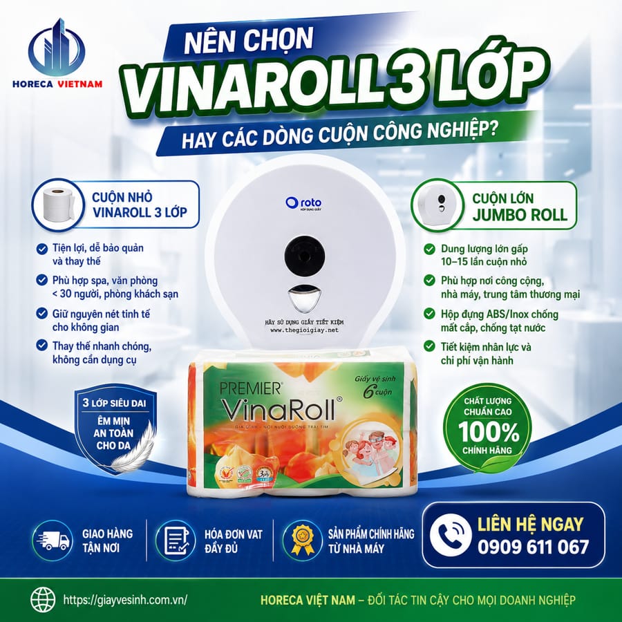 Mua giấy vệ sinh vinaroll 3 lớp tốt nhất tại Horeca Việt Nam